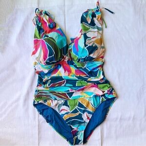 La Blanca Floral V-neck One Piece Swimsuit